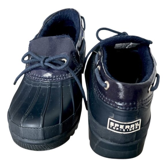 Women's Navy Blue Sperry Duckling Rubber Waterproof Shoes Rubber Slip On Sz 7.5 - Picture 11 of 13